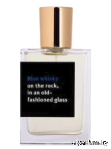 Blue Whisky on the rock, in an old-fashioned glass